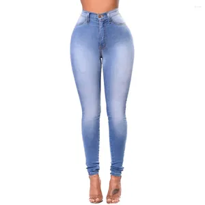 Dżinsowe dżinsy niebieskie kobiety wysokie talia Slim Fit Denim Pencil Pants Vintage Bootcut Pull-On Chudy