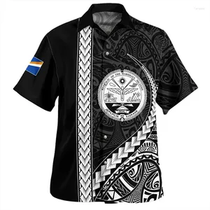 Men's Casual Shirts Harajuku Summer 3D Printing Polynesian Marquesas Islands National Flag Emblem Graphic Short