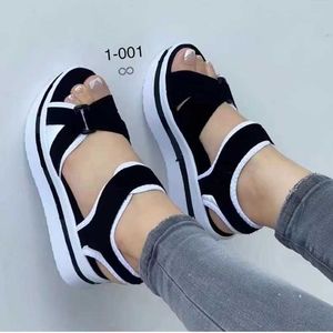 2024 Summer Woman Sandals Female Wedge Belt Buckle Transparent High Heel Large Size Shoes Platform WaterProoof Fashion Slipper Q240422