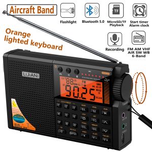 Radio rd239 Aircraft Radio AIR/VHF/AM/FM/SW/Weather Bands Transistor with Bluetooth/TF Card/Flashlight,MP3 Player, Digital Record,