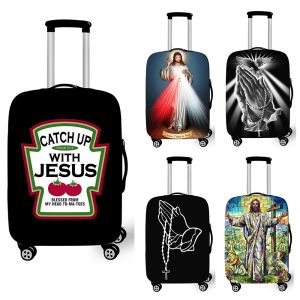 Akcesoria chrześcijańskie dogonić Jezus Print Bagagage Cover Modlitwa Hands Trolley Case Protective Covers Elastyczna okładka walizki antidusta