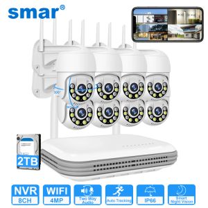 Камеры Smar Wireless 2/3/5MP Система камеры Водонепроницаемость Wi -Fi Security 8CH NVR Двухчастотный аудио -поверхность обнаруживает цвет ночное видение Ptz Xmeye Icsee