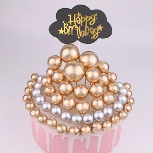 Party Supplies Ball Shaped Topper för DIY Cake Decorations Colorful Pearl Cupcake Picks Perfect Birthday Weddings and Xmas Decor