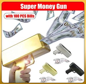 Rain Money Gun Toy med 100 PCS -räkningar Roliga utomhusbanor Gun Toys Cash Cannon för födelsedagsbröllop Julparty Supplies 221223957