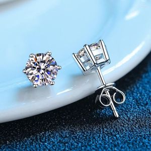 Studörhängen GRA Moissanite Lab Diamond 14K White Gold Plated Sterling Silver Earring for Women Men Lovers Ear 1CT 2CT 4CT334C