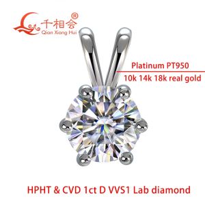 Halsband 10k 14k 18K Real Gold Platinum PT950 1CT Round D VVS1 HPHT LAB DIAMOND PENDANT Halsbandsmycken Wedding Wedding