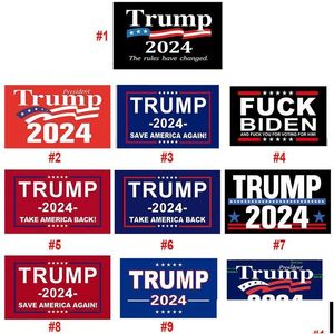 Autoaufkleber Trump 2024 Flagge 10 Stile Donald Flags halten Amerika wieder großartig Polyester Dekor Banner für Präsident USA Drop Lieferung Au DHH54