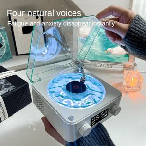 Głośniki KW03 Retro White Noise Bluetooth głośniki przenośne vintage sleep pomocy BT subwoofer głośnikowy z RGB Lampa Wsparcie wyświetlacza TF