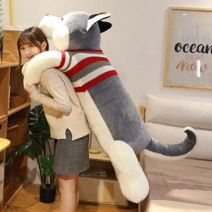 Lalki gigantyczne pies pluszowa zabawka miękka nadziewana husky długa poduszka kreskówka lalka dla zwierząt śpiąca poduszka do domu