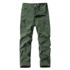 Pantaloni maschili pantaloni da carico militare estate 2024 lavoro indossare jogger casual a colore solido sciolto dritti multi-tasca per i pantaloni sportivi y240422