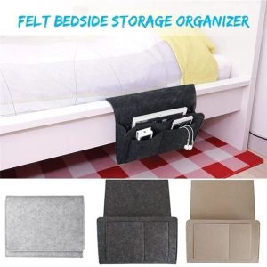 Väskor multifunktion Bedside Storage Bag Organizer Soffa Organizer Pockets Book Computer Felt Bed Holder Pockets filtväska