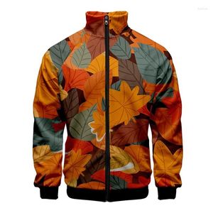 Jackets masculinos Folhas Hawaii Padrão 3D de impressão digital Stand colar zíper jaqueta homens/mulheres mangas compridas