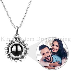 Necklaces Fine Steel Colorfast Sunflower Custom Photo Projection Necklace Family Holiday Gift Sharing Original Design