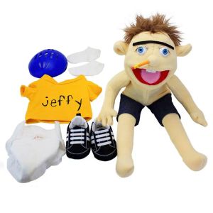 Bebekler 60cm Jeffy El Kukla Peluş Jeff Yaramaz Komik Kukla Oyuncak Çalışan Ağız Eğitim Bebek Oyuncakları Cosal Peluş Bebek