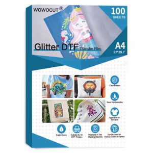 Paper Wowocut Glitter DTF転送フィルム100シートA4は、TSHIRT用のDTF昇華プリンターIronon Transfer Paper for DTF Sublimation Printer