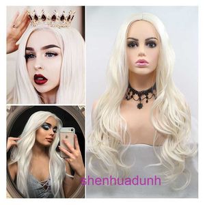 HD Body Wave Highlight Lace Front Human Hair Wigs For Women Qingdao Xiwei Handwoven Free Splitting White Long Curly Wig Comfortable Rose Inner Mesh Full Head Cover