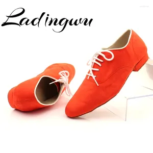 Sapatos de dança Ladingwu Modern's Modern's Soft Bottom Ballroom Red Men Latin