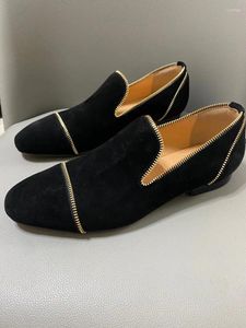 カジュアルシューズシューエーグルジッパーデザイン手作りのchaussure hommeローファーブラックスエードファッションメンズフラットウェディングオックスフォード