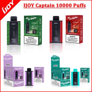 Orijinal Ijoy Captain 10000 Puffs 10K Vapes Tek Kullanımlık Vape Kalem 20 Flavlar E-sigaralar Vapes Eşh Bobin Tekner Teşvikler Ekran Kutusu Elektronik Sigaralar% 5