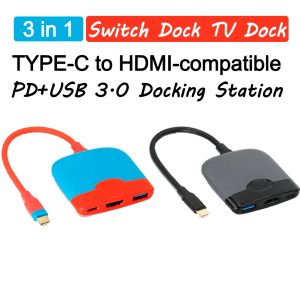 Hubs New Switch Dock TV Dock für Nintendo Switch Portable Docking Station USB C bis 4K HDMicompatible USB 3.0 Hub für MacBook Pro