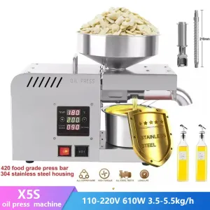 Pressers COMOPEZ X5S LED Digital Hydraulic Press Stainless Steel Temperature Control Sesame Oil Peanut Butter Oil Press