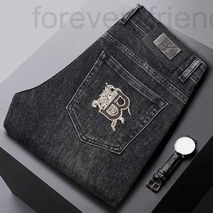 Men's Jeans designer European high-end jeans for men's autumn and winter Korean elastic TB embroidered slim fit black cotton casual pants 27RT