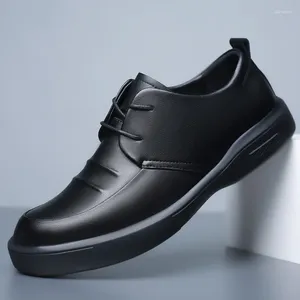 Casual Shoes 2024 Black Business Skórzana Edycja Koreańska Edycja One Step Fashion Round Head