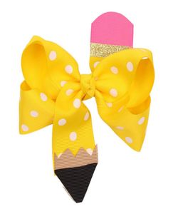 Kids bow hair clip 6 colors Back To School Girl Handmade Thread hair accessories Color Stitching Pencil Floral Headdress JY6212788845