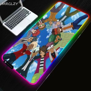 Pads Rgb Mat Inazuma Eleven Anime Mouse Pad Gaming Led Laptop Mat Pc Gamer Full Mounted Mouse Mats Keyboards Nonslip Nootbook Gamer