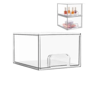 Storage Boxes Countertop Makeup Organizer Home Dustproof Clear Desk Accessories Transparent PET Pull-out Cosmetics Box With Drawers