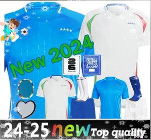 24 25 Italys Soccer Jerseys italienska tröja Scamacca Immobile Chiesa Football Shirts Raspadori Jorginho Barella Bastoni Maglia Italiana National Team Kid Kit 88