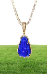 GUCY Blue Buddha Pendant With Baguette AAA Cubic Zircon Hiphop Necklace Tennis Chain Hip Hop Punk Jewelry CX200721243y3480811