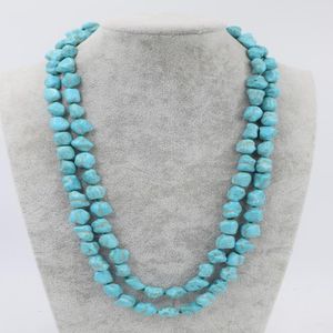 Chains Howlite Turquoise Green Baroque 11-14mm Necklace 50inch Whole Beads Nature FPPJ Woman 2022Chains196H