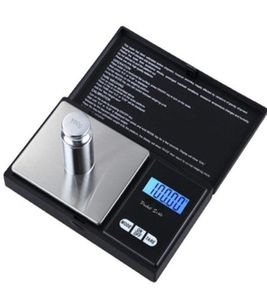 Vägande skalor digital personlig precision smycken skala svart fickstorlek elektronisk LCD -diamantguldbalans Vikt skalor 100pc4448102