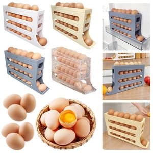 Кухня для хранения автоматического прокрутки яиц -держателя 4 слоя раскатывания яиц Организатор Организатор Организатор для обеденного стола