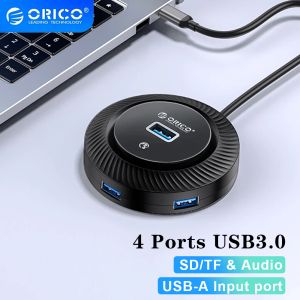 Hubs ORICO USB 3.0 2.0 HUB With Type C Power Port SD TF Card Reader Audio Adapter 5Gbps OTG Data Splitter For PC Computer Accessories