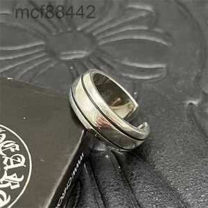 Ch Trendy Crooker Ring Mens and Womens Open Plain with Fine Adjustment for Pairing Sterling Silver Old Punk Hip Hop