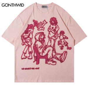 Shirts Hip Hop Graphic T Shirts Streetwear Y2k Haruku Japanese Cartoon Print Oversized Tshirt 2023 Men Fashion Casual Cotton Tee Tops