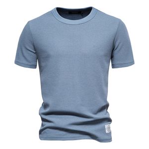 Aiopeson Solid Color Waffle T -Shirts für Männer Casual Brand Qualität Quality Shortsleeved Mens Tees Sommer Fashion Designer Tops männlich 240409