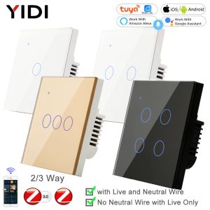 Управление Zigbee 1 2 3 4 Банда без нейтрального Smart Touch Light Europe Europe UK UK Стеновая кнопка TUYA Power 2 3 Way Alexa Smart Home Voice