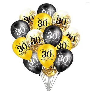 Party Decoration 15st 50th 60th Birthday Balloon Kit för män eller kvinnor svart och guldkonfetti set latex ballonger