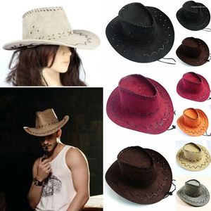 Berets moda mężczyźni lady cowboy hat poliester zachodnia losowa sukienka unisex czapka