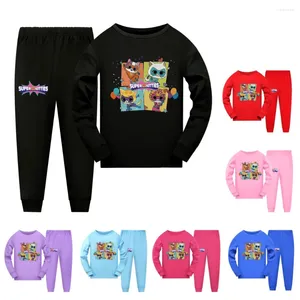 Clothing Sets Super Kitties Children Pajamas Boys Girls Pyjama Set Cotton Kids Clothes Tops Pants Cartoon Sleepwear Teenage Nightwear