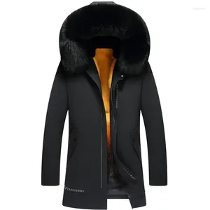 Men's Jackets Winter Jacket Men Clothing Mid-length Parka Rex Liner Fashion Hooded Fur Coat Warm Raccoon Collar Detachable