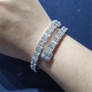 Baguette di vendita calda personalizzata Bracciale Hip Hop 10K/14K/18K oro S925 Moissanite Iced Out Bangle