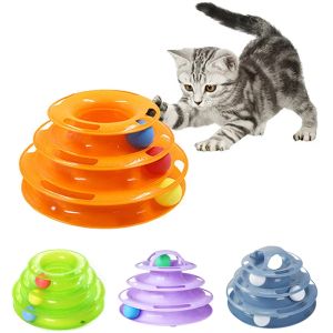 Toys Funny Cat Pet Toy Cat Toys Intelligence Triple Play Disc Cat Toy Balls Ball Toys Pets Green Orange Cat Toys Interactive
