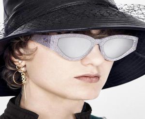 Солнцезащитные очки длинные контакты лучших дизайнеров бренда Crystal Cat Eye Women Women Othestone Vintage Party Sexy Uv400 Sun Glasses Fashion Cool14596836