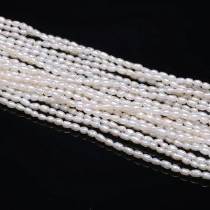 Strängar Nya AAA Natural Freshwater Pearl White Oregelbundna pärlpärlor som används för smycken som tillverkar DIY -armband Halsband Storlek 2.02.5mm