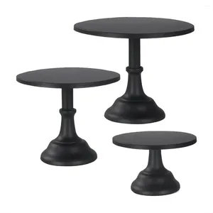 Bakeware Tools 3pcs Bolo Stand Hall Stands para a mesa de sobremesa Exibição perfeita para a graduação de casamento Black