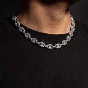 Tillverkningspris trendig iced 925 SLIVER MOISSANITE Cuban Link Chain Diamond Necklace For Mens Hip Hop Custom Jewelry